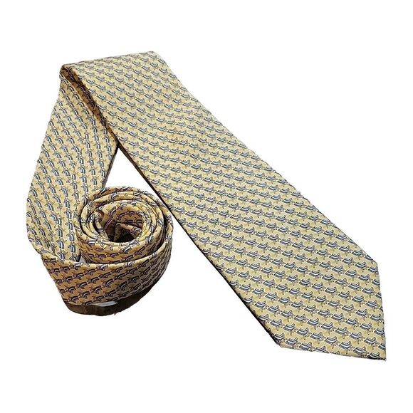 Vineyard Vines Men's Yellow Beach Chair Fun Print Silk Tie Necktie Preppy 61"x4" - Picture 3 of 5